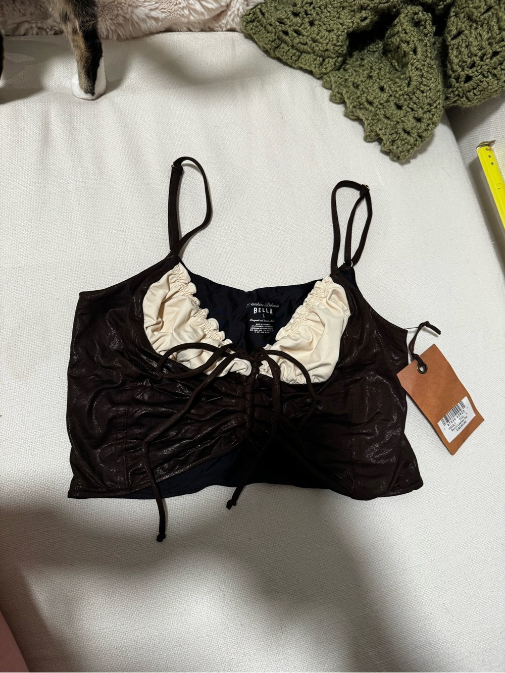Frankie’s Bikini’s leather corset swim top